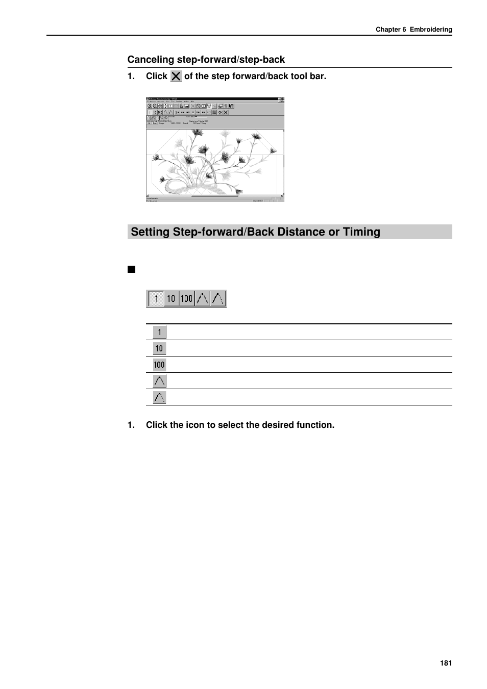Setting step-forward/back distance or timing | Brother BES-962BC User Manual | Page 183 / 270