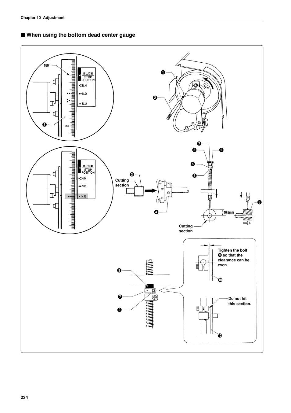 When using the bottom dead center gauge | Brother BES-962BC User Manual | Page 236 / 270
