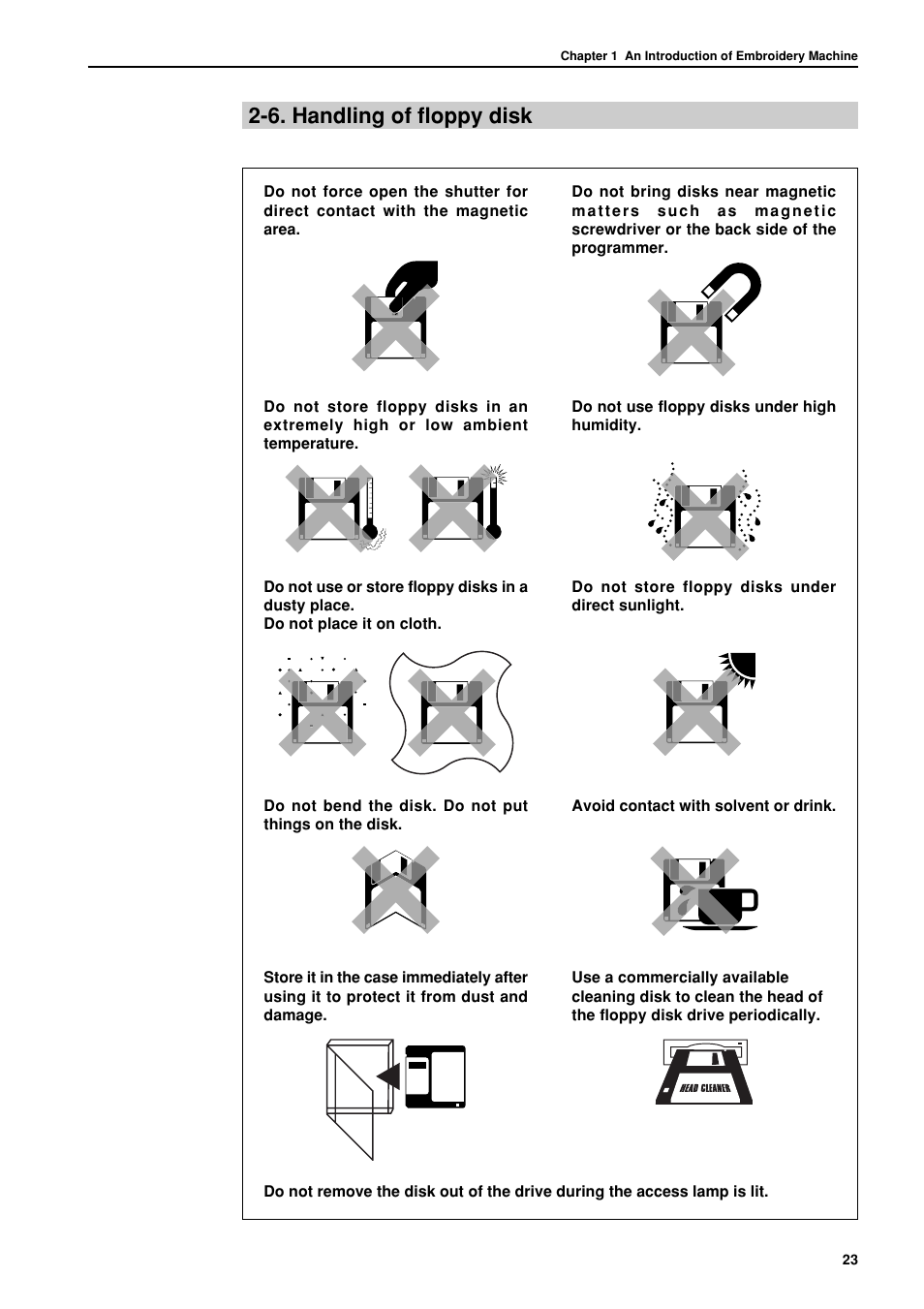 6. handling of floppy disk | Brother BES-962BC User Manual | Page 25 / 270