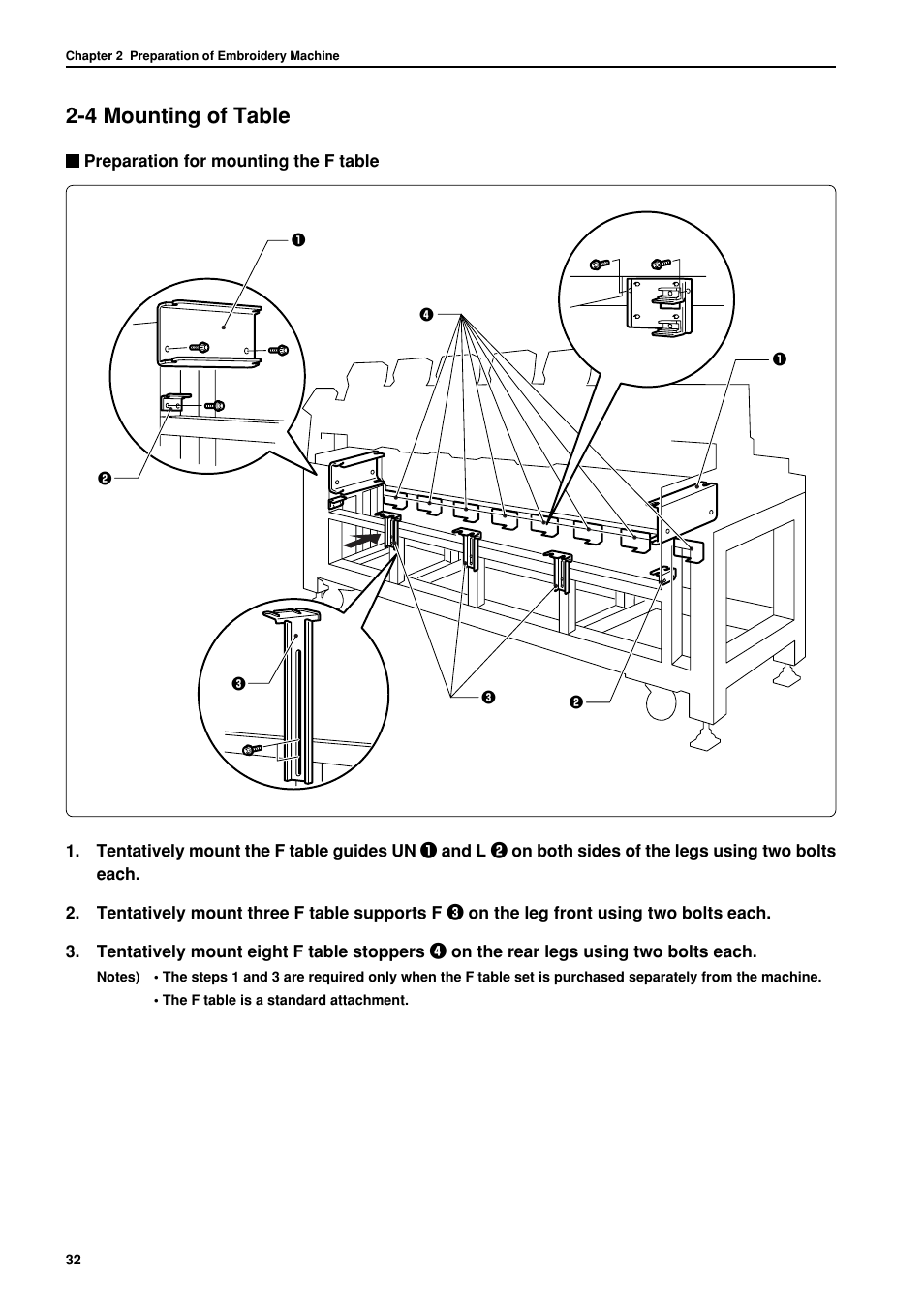 4 mounting of table | Brother BES-962BC User Manual | Page 34 / 270