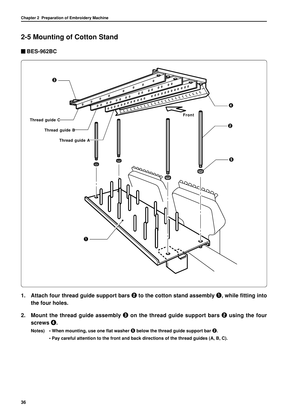 5 mounting of cotton stand | Brother BES-962BC User Manual | Page 38 / 270