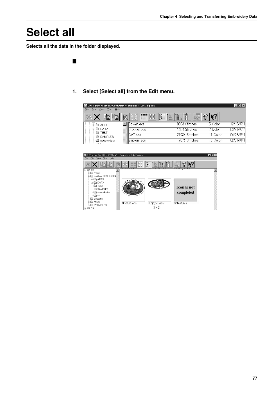 Select all | Brother BES-962BC User Manual | Page 79 / 270