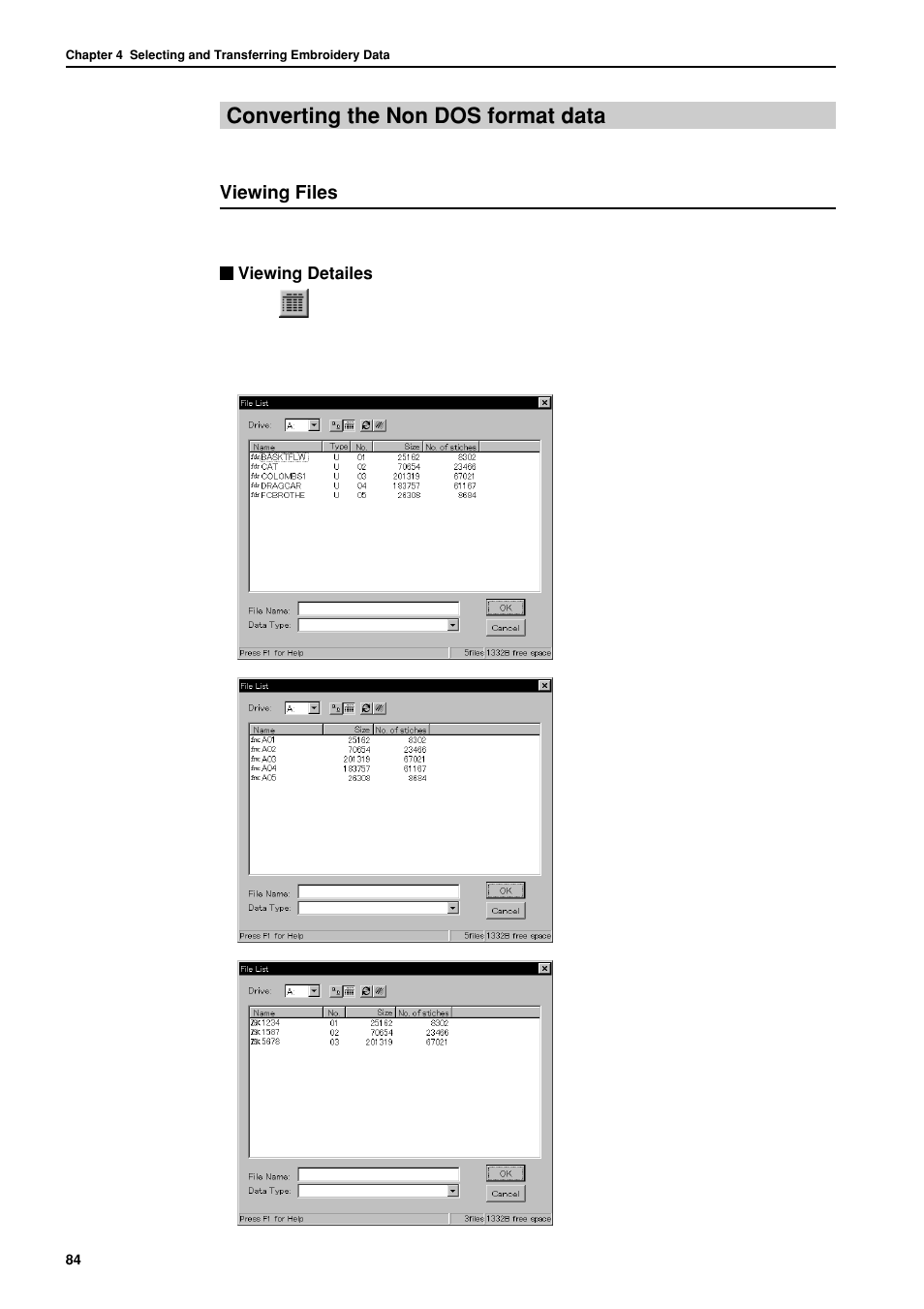 Converting the non dos format data | Brother BES-962BC User Manual | Page 86 / 270