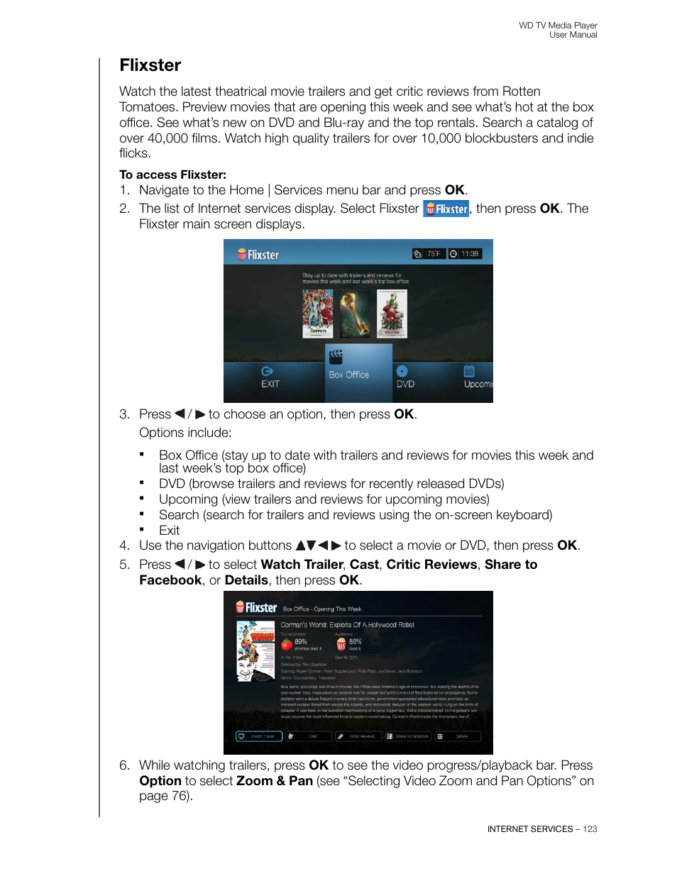 Flixster | Western Digital WD TV User Manual User Manual | Page 128 / 244