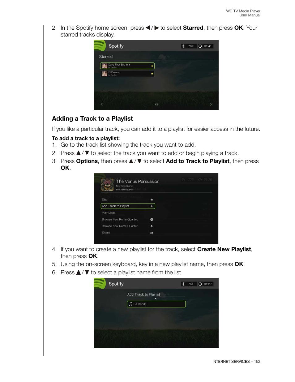 Adding a track to a playlist | Western Digital WD TV User Manual User Manual | Page 157 / 244