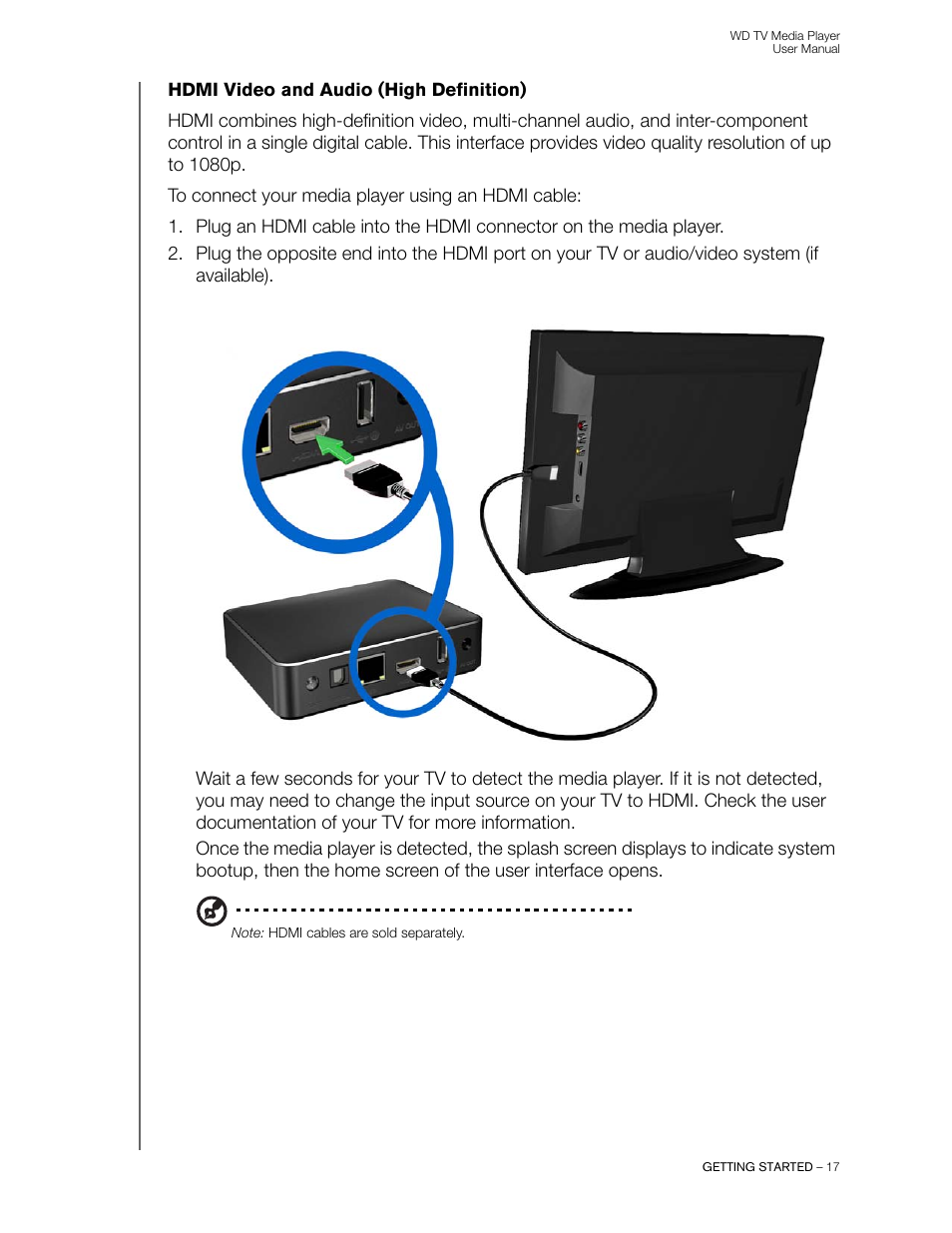 Hdmi video and audio (high definition) | Western Digital WD TV User Manual User Manual | Page 22 / 244