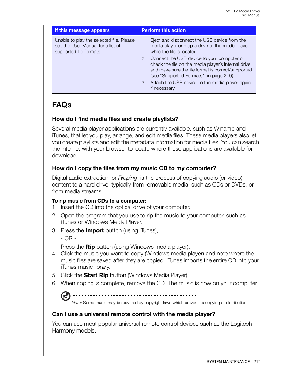 Faqs, How do i find media files and create playlists | Western Digital WD TV User Manual User Manual | Page 222 / 244