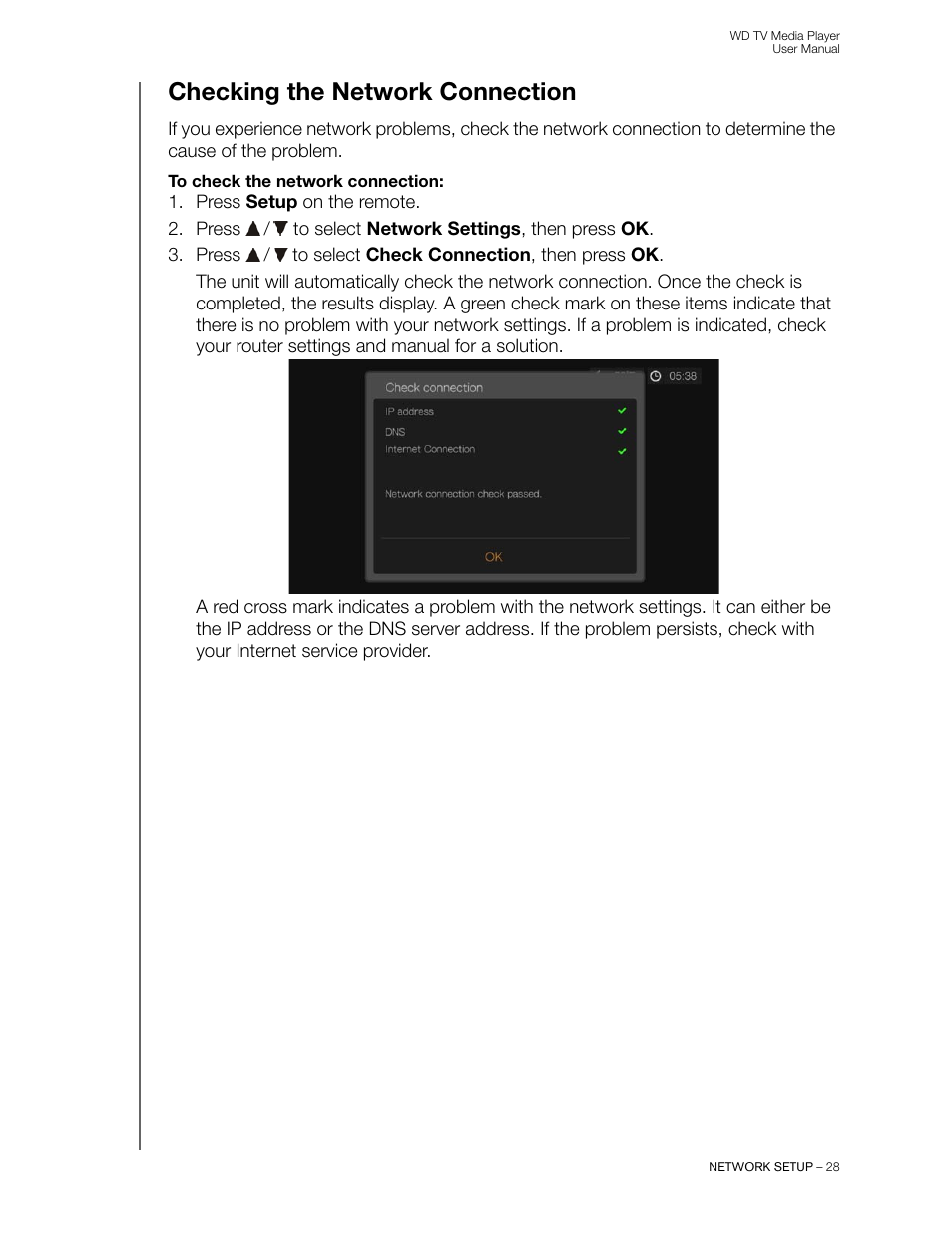 Checking the network connection | Western Digital WD TV User Manual User Manual | Page 33 / 244