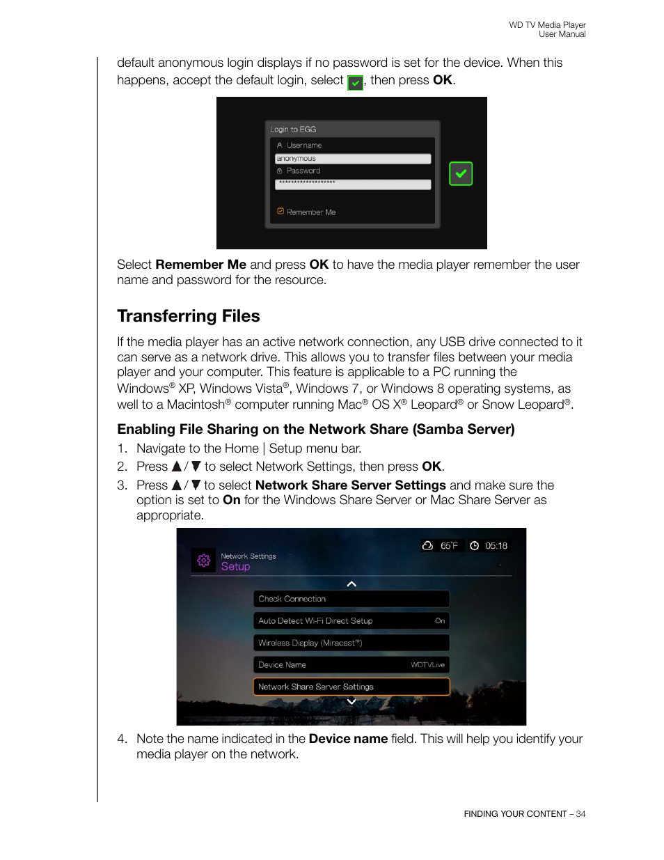 Transferring files, See “transferring | Western Digital WD TV User Manual User Manual | Page 39 / 244
