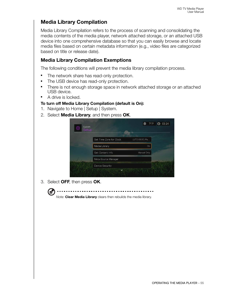 Media library compilation, Media library compilation exemptions | Western Digital WD TV User Manual User Manual | Page 60 / 244