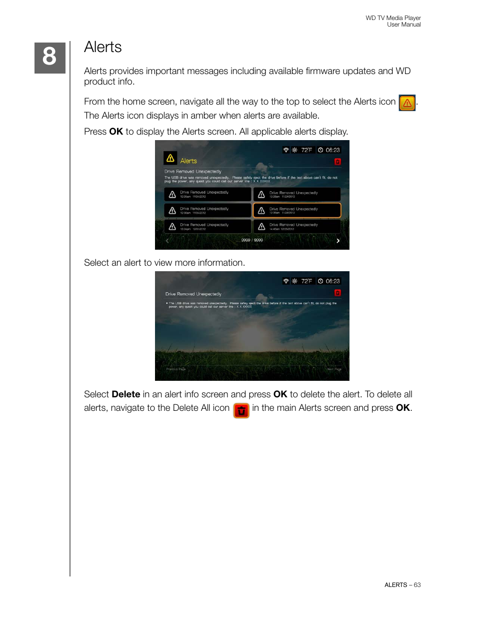 Alerts | Western Digital WD TV User Manual User Manual | Page 68 / 244