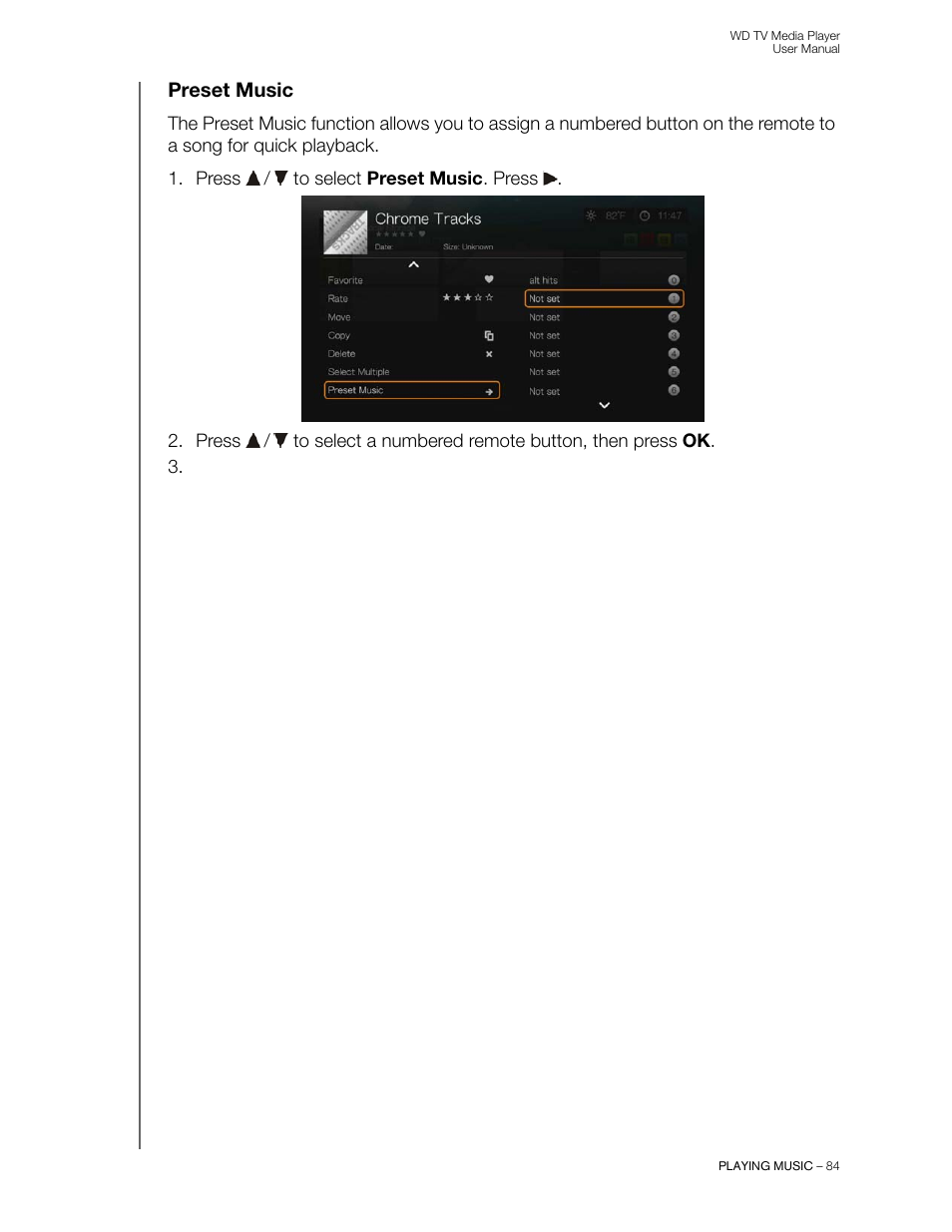 Preset music | Western Digital WD TV User Manual User Manual | Page 89 / 244