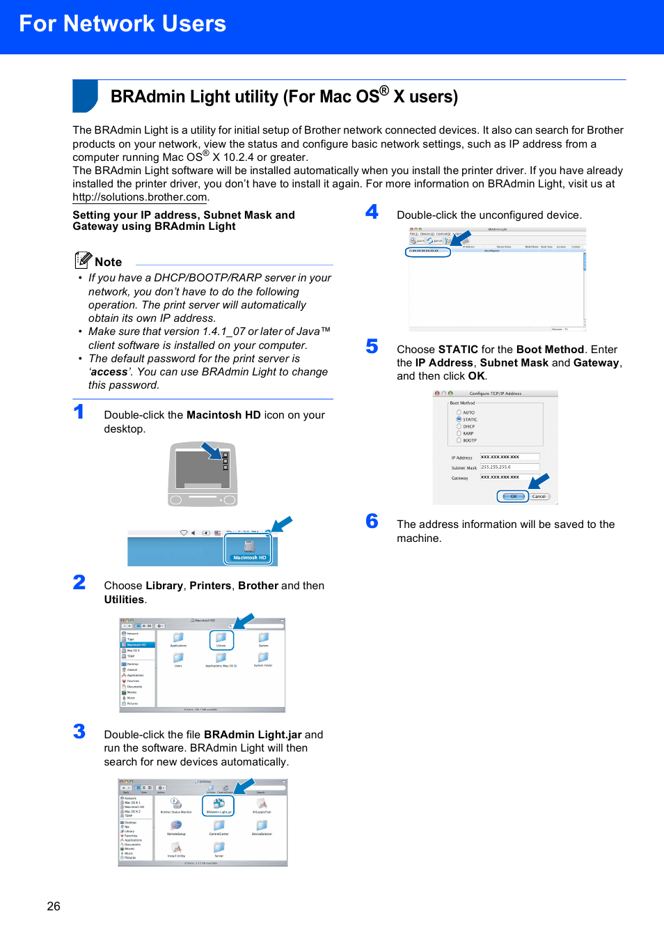 Bradmin light utility (for mac os® x users), Bradmin light utility (for mac os, X users) | For network users | Brother DCP-9045CDN User Manual | Page 28 / 32