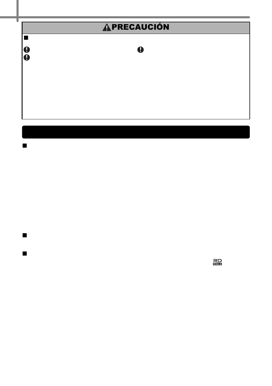 Precauciones generales, Precaución | Brother TD4000 User Manual | Page 50 / 80
