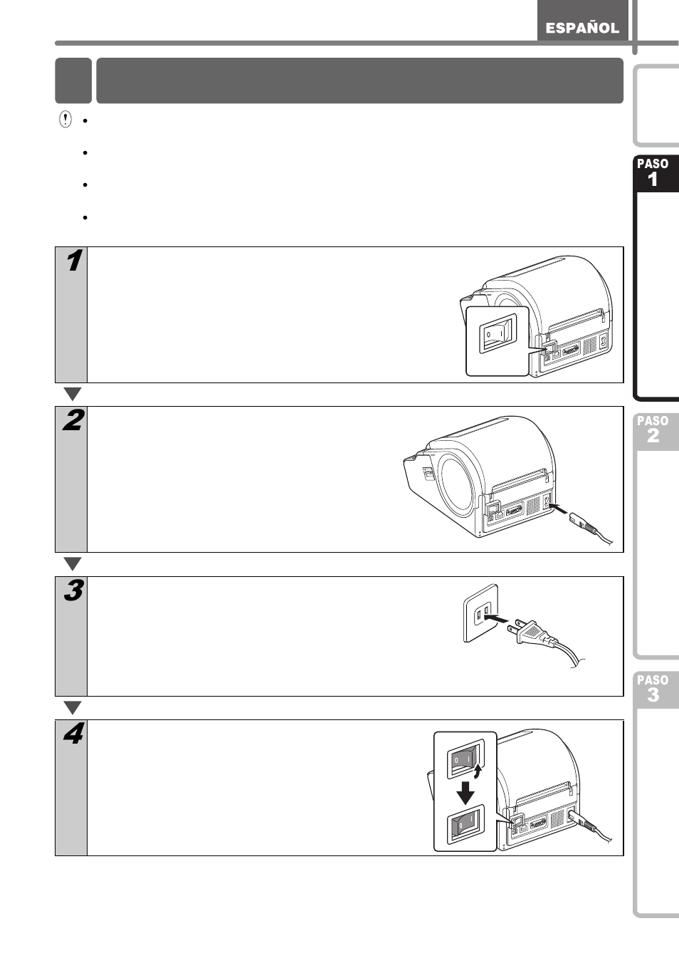 Conexión de la alimentación, 6 conexión de la alimentación | Brother TD4000 User Manual | Page 57 / 80