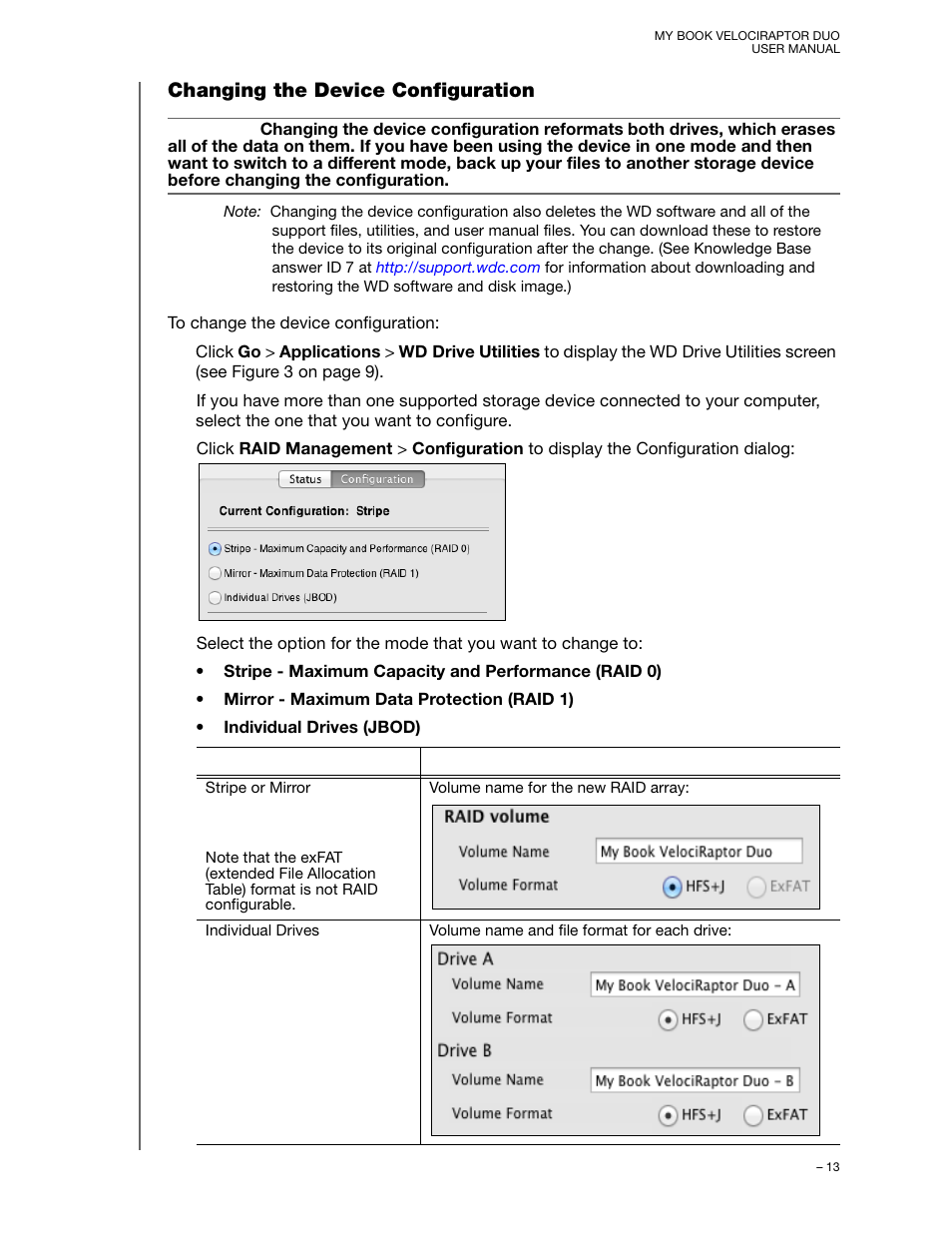 Changing the device configuration | Western Digital My Book VelociRaptor Duo User Manual User Manual | Page 17 / 38