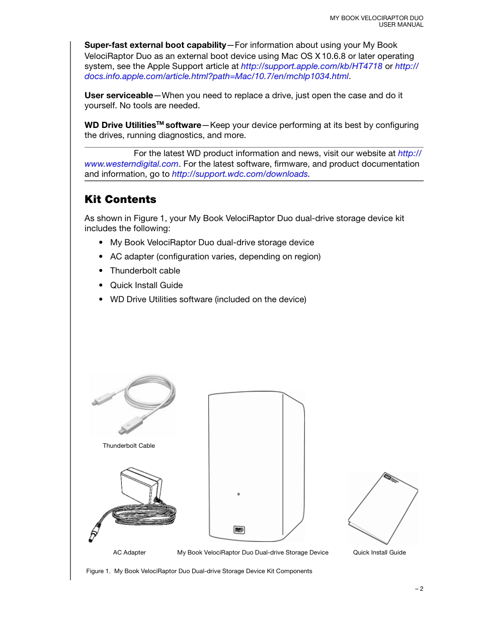 Kit contents | Western Digital My Book VelociRaptor Duo User Manual User Manual | Page 6 / 38