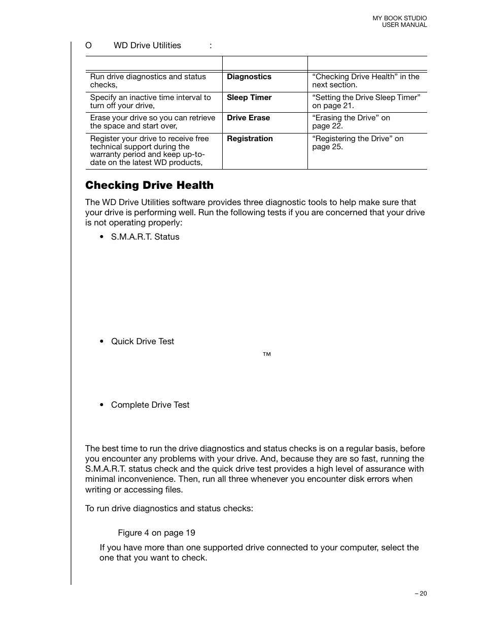 Checking drive health | Western Digital My Book Studio (USB 3.0) User Manual User Manual | Page 24 / 42
