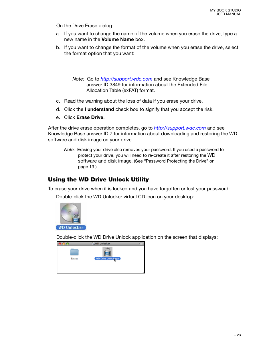 Using the wd drive unlock utility | Western Digital My Book Studio (USB 3.0) User Manual User Manual | Page 27 / 42
