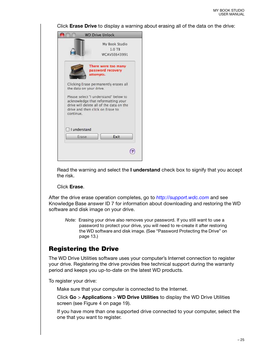 Registering the drive | Western Digital My Book Studio (USB 3.0) User Manual User Manual | Page 29 / 42