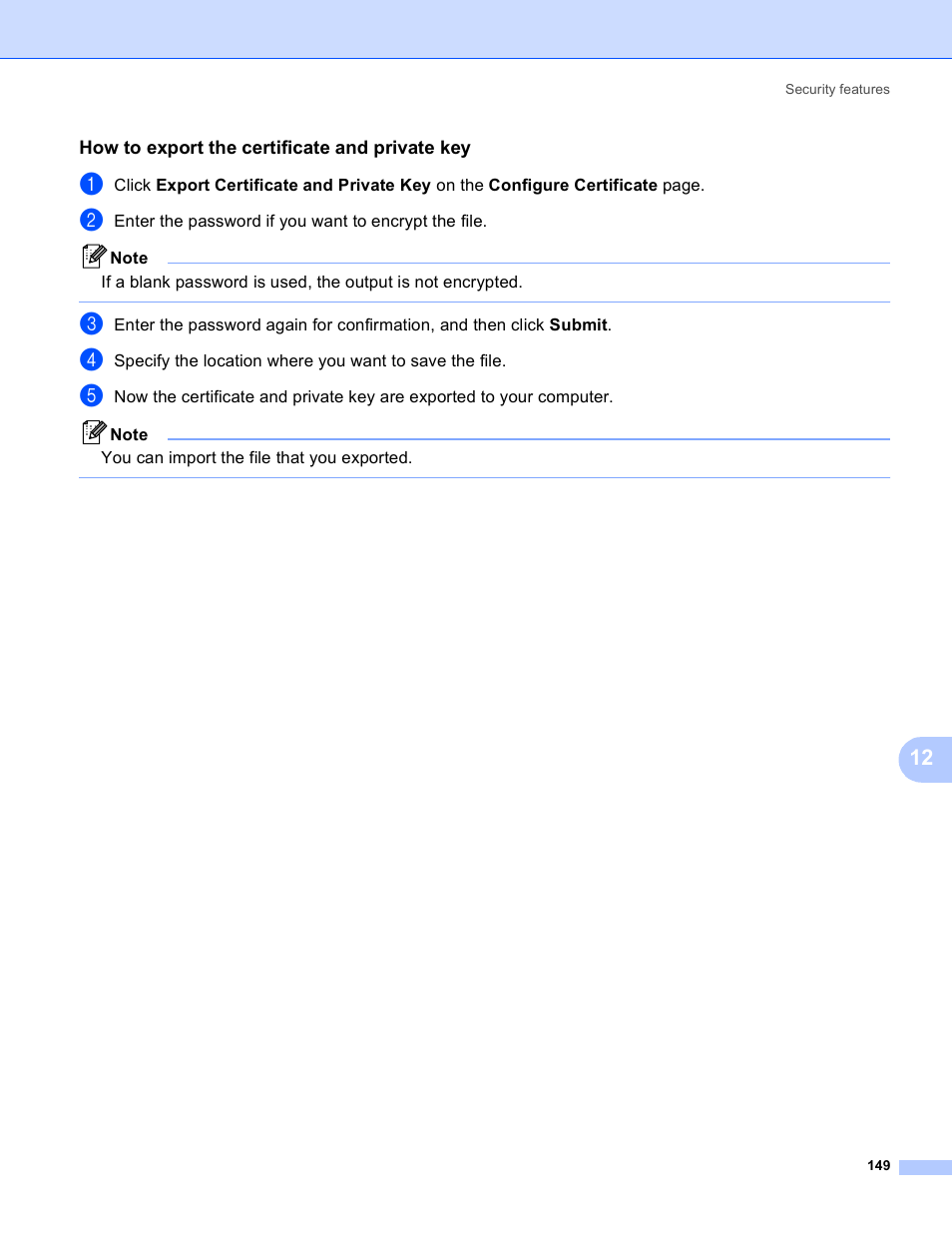 How to export the certificate and private key | Brother HL 4040CN User Manual | Page 156 / 177