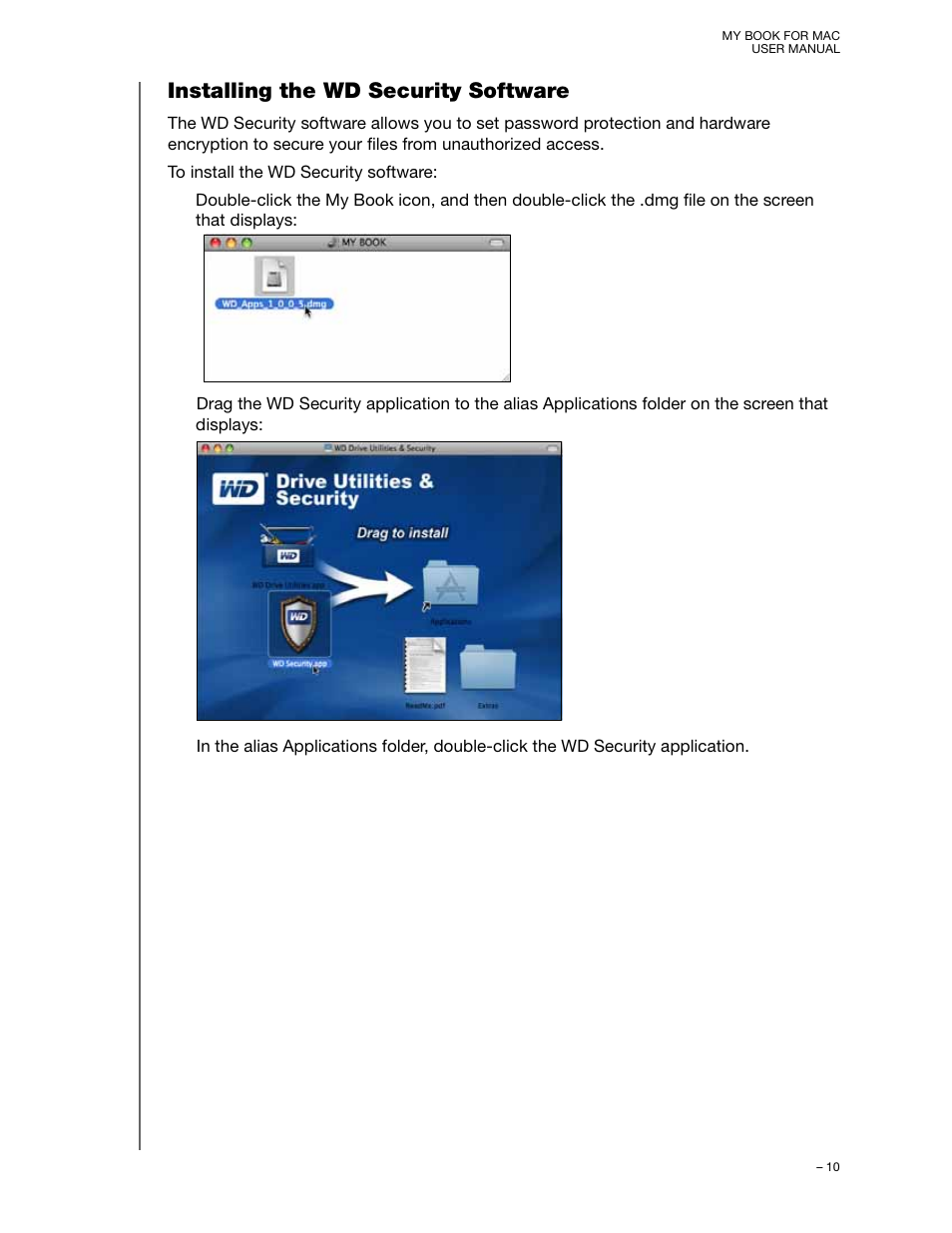 Installing the wd security software | Western Digital My Book for Mac (USB 3.0) User Manual User Manual | Page 14 / 43