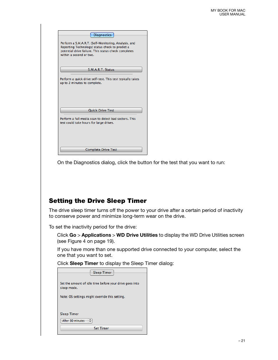 Setting the drive sleep timer | Western Digital My Book for Mac (USB 3.0) User Manual User Manual | Page 25 / 43