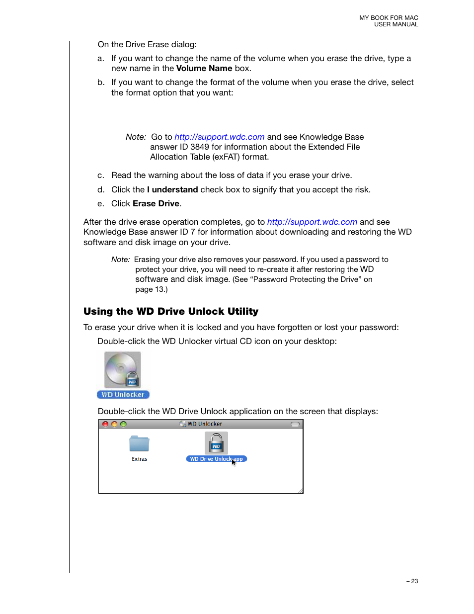 Using the wd drive unlock utility | Western Digital My Book for Mac (USB 3.0) User Manual User Manual | Page 27 / 43