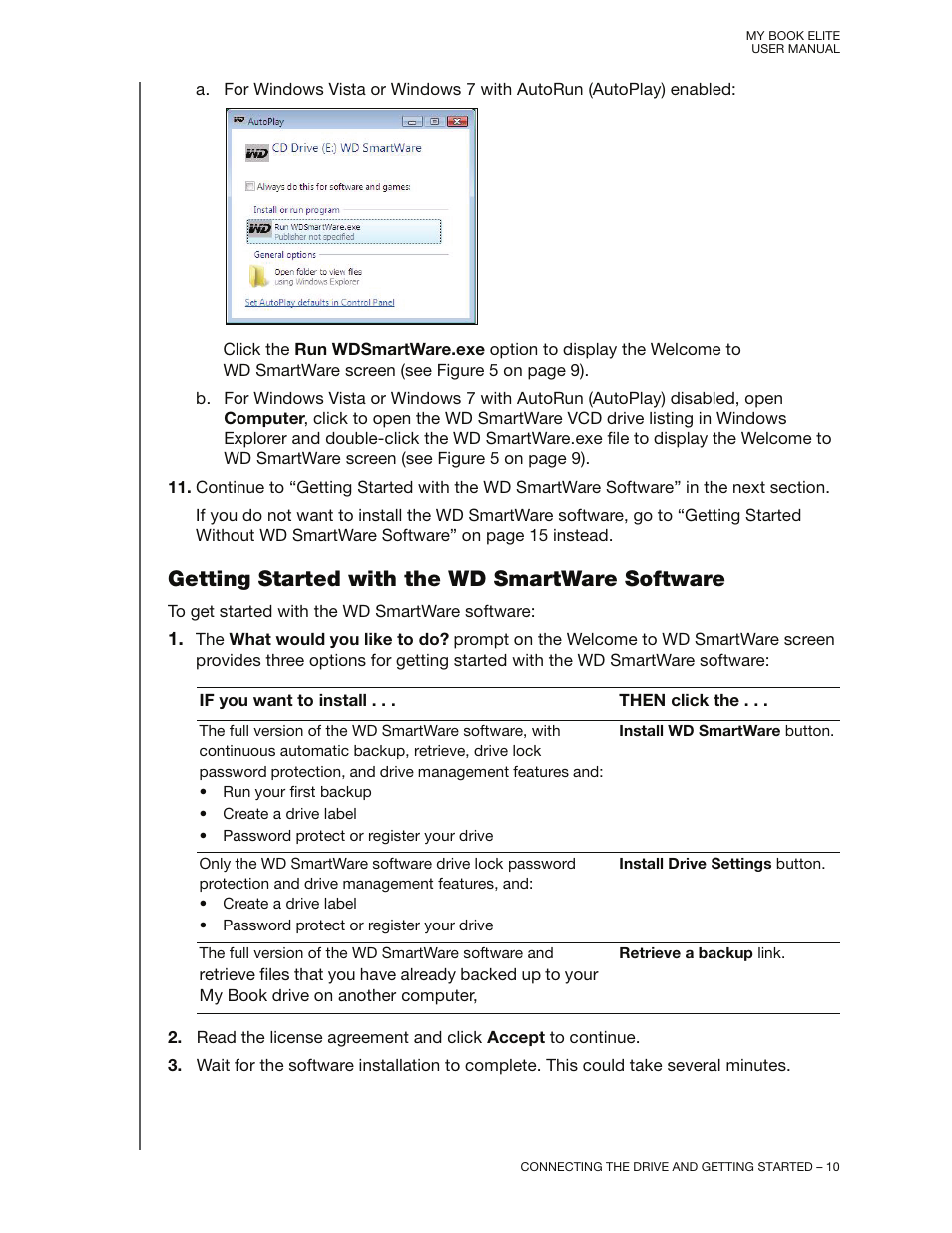 Getting started with the wd smartware software, Step b | Western Digital My Book Elite User Manual User Manual | Page 15 / 85
