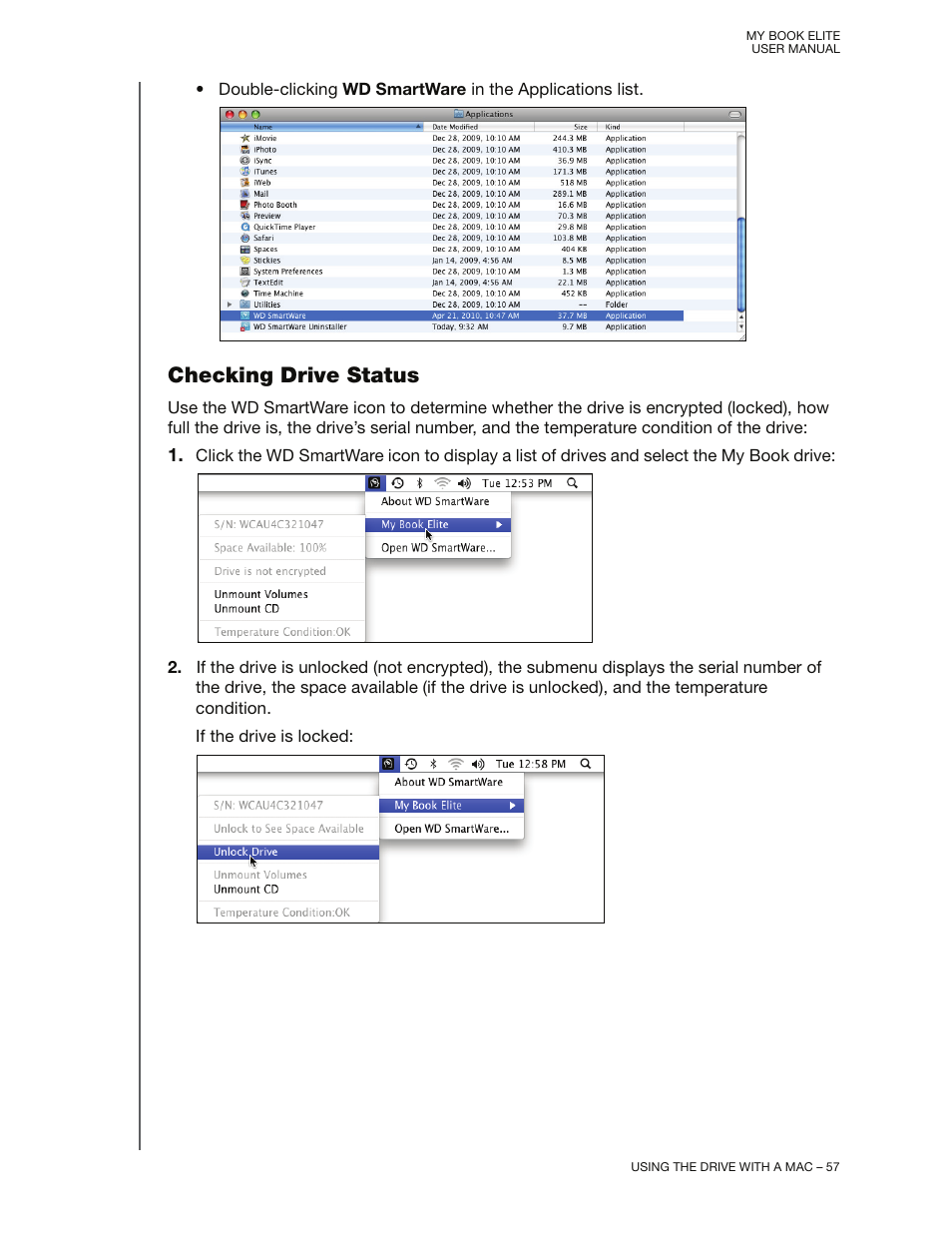 Checking drive status | Western Digital My Book Elite User Manual User Manual | Page 62 / 85