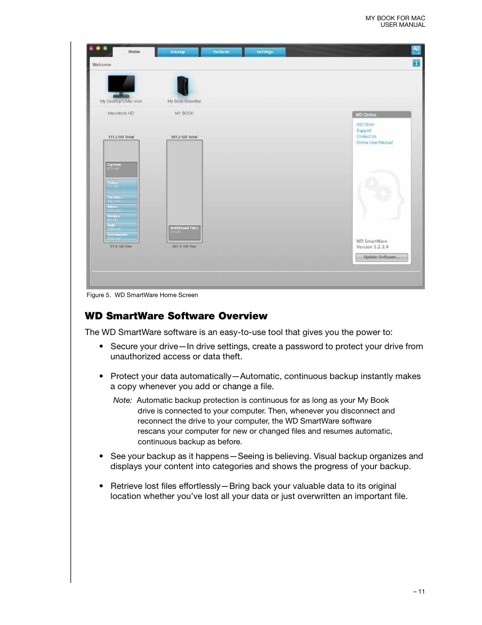 Wd smartware software overview | Western Digital My Book for Mac User Manual User Manual | Page 16 / 78