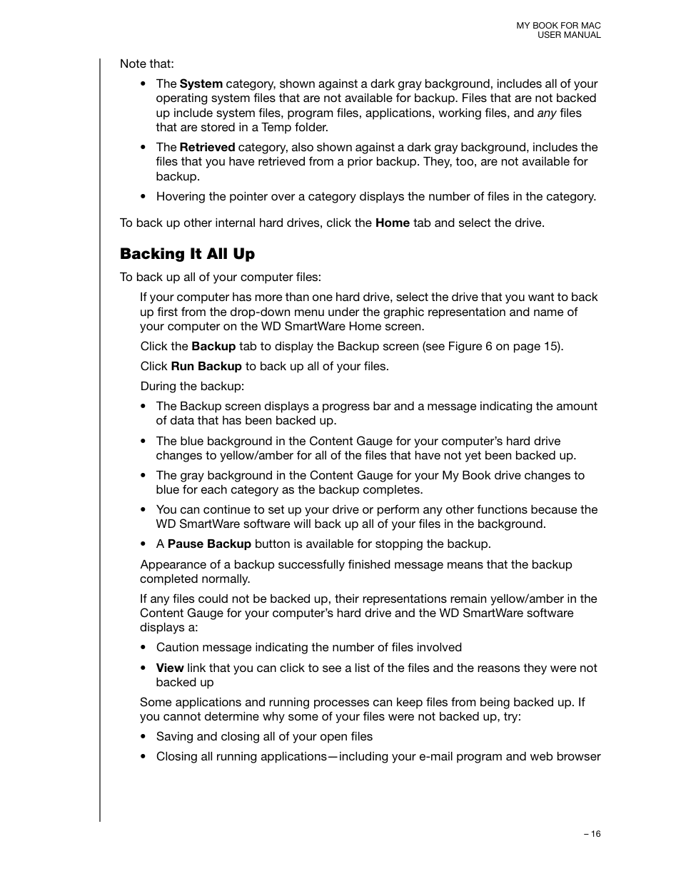 Backing it all up | Western Digital My Book for Mac User Manual User Manual | Page 21 / 78