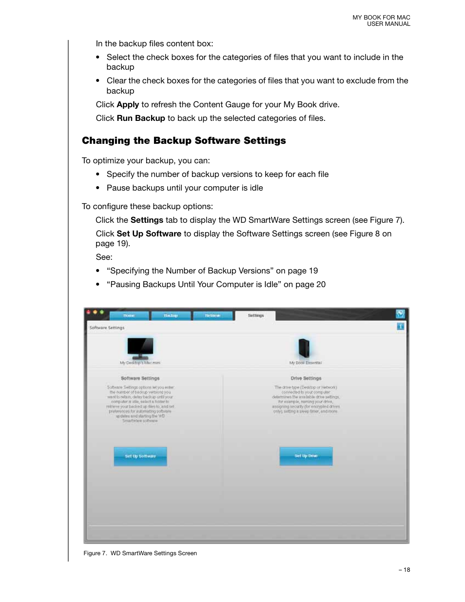 Changing the backup software settings | Western Digital My Book for Mac User Manual User Manual | Page 23 / 78