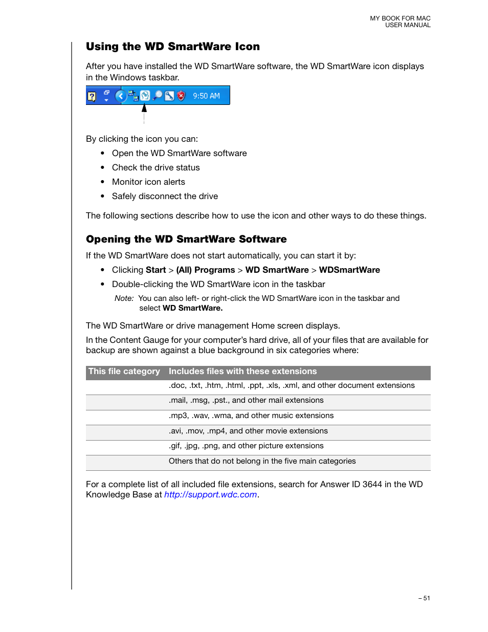 Using the wd smartware icon, Opening the wd smartware software | Western Digital My Book for Mac User Manual User Manual | Page 56 / 78