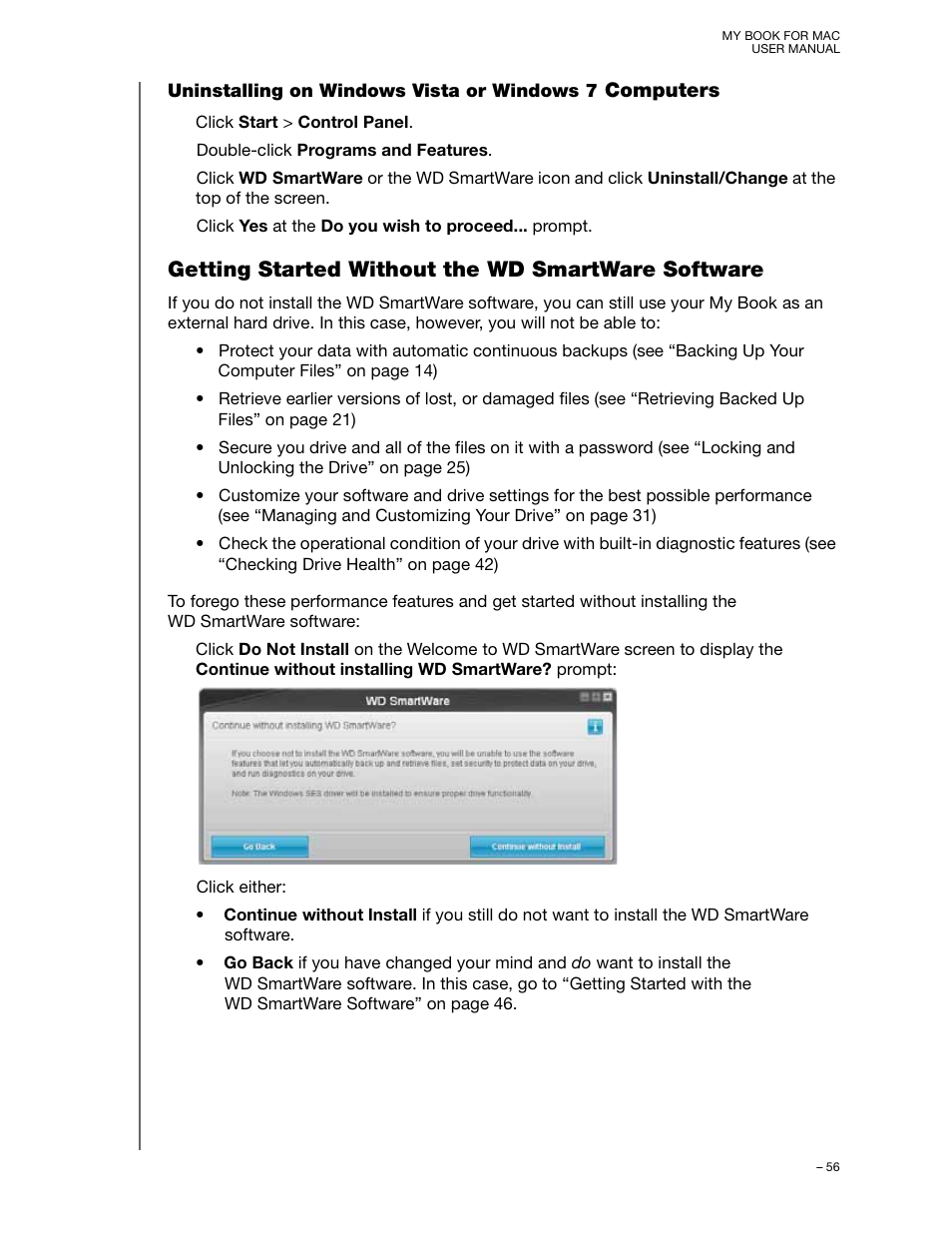 Getting started without the wd smartware software | Western Digital My Book for Mac User Manual User Manual | Page 61 / 78