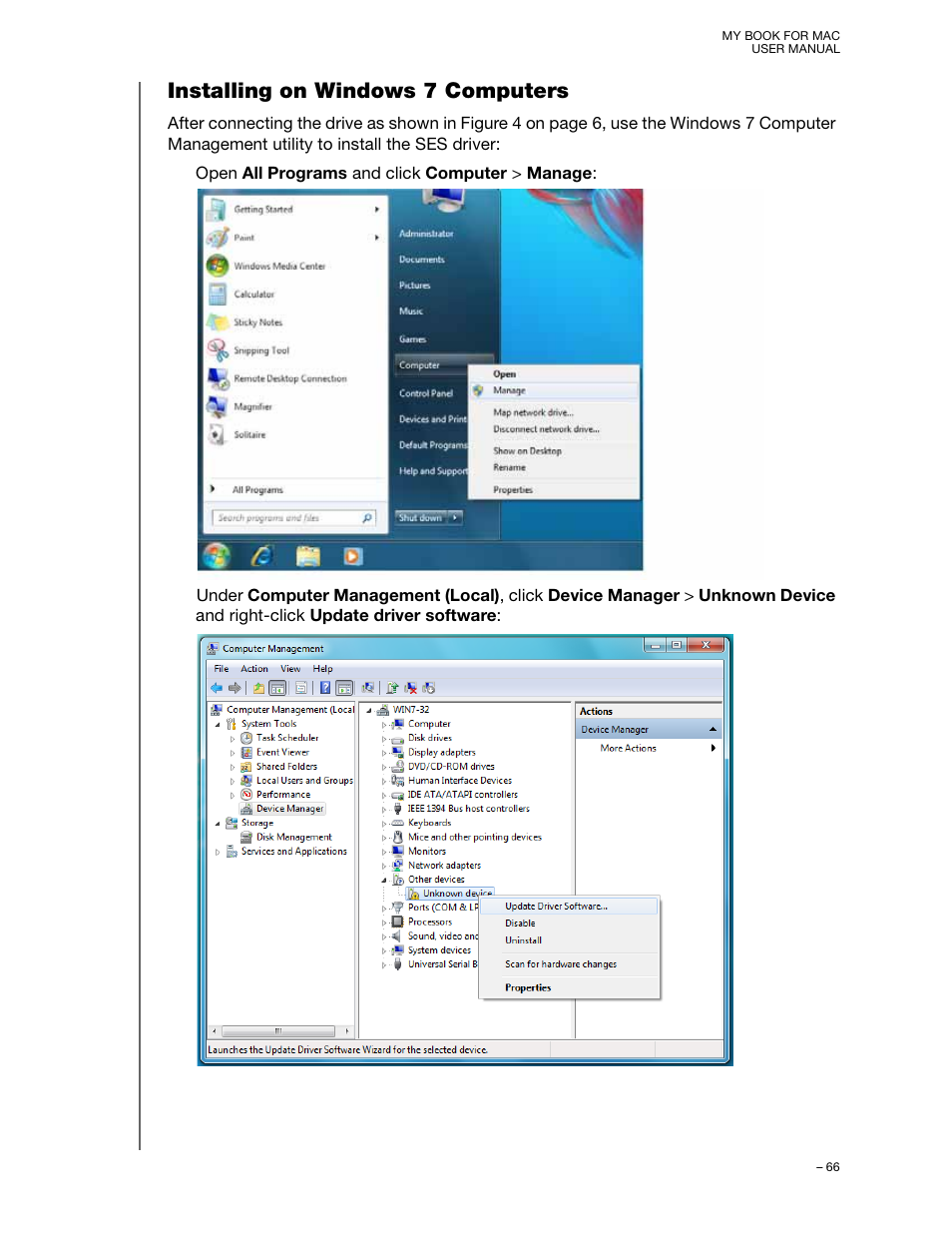 Installing on windows 7 computers | Western Digital My Book for Mac User Manual User Manual | Page 71 / 78