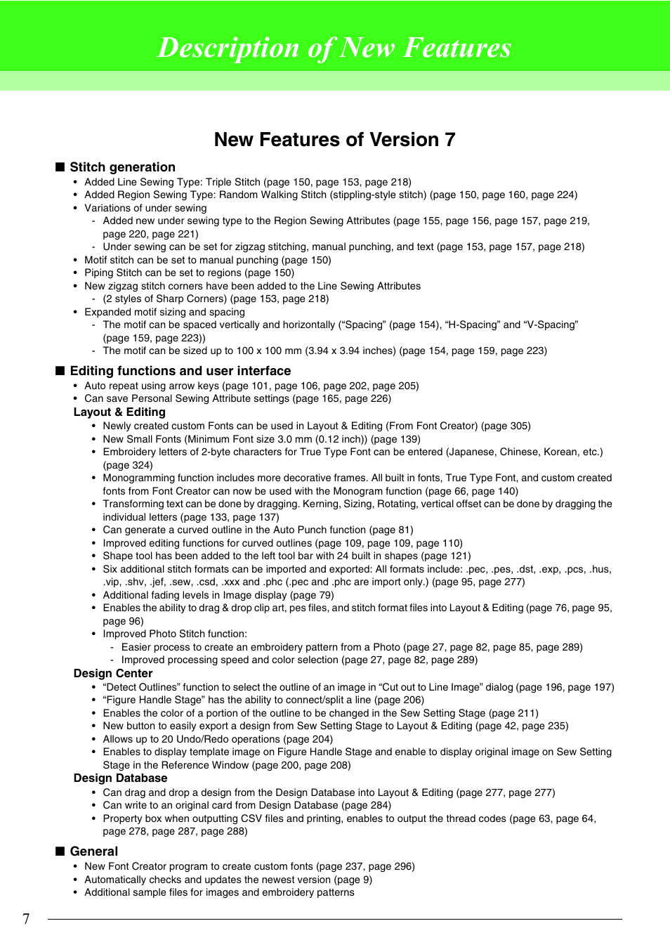 Description of new features, New features of version 7 | Brother PE-DESIGN V7 User Manual | Page 13 / 361