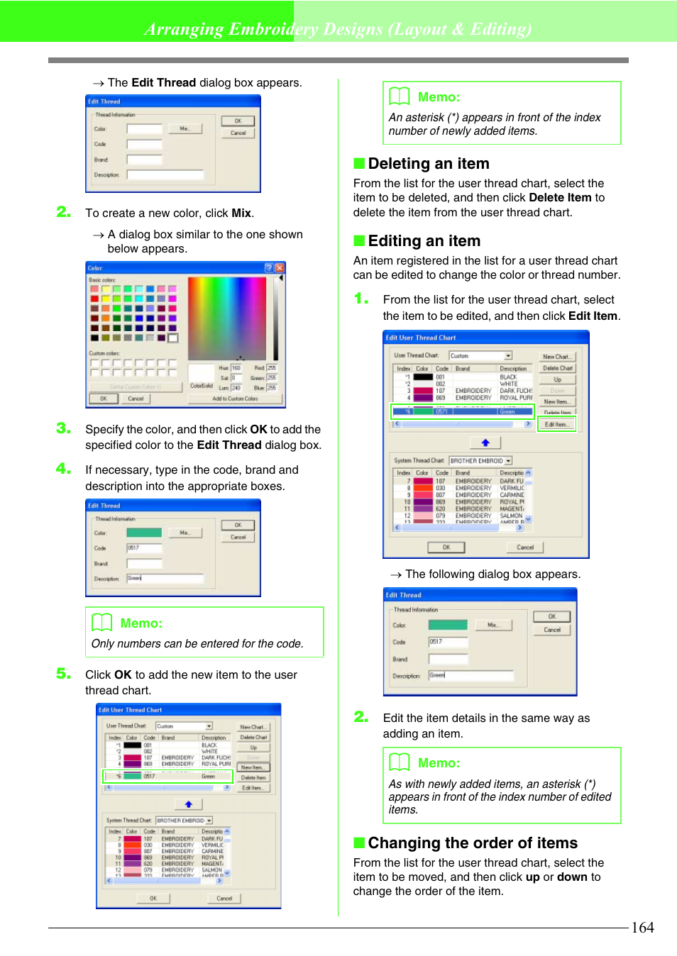 Arranging embroidery designs (layout & editing) | Brother PE-DESIGN V7 User Manual | Page 170 / 361