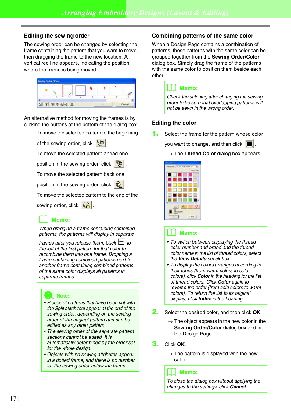 Arranging embroidery designs (layout & editing) | Brother PE-DESIGN V7 User Manual | Page 177 / 361