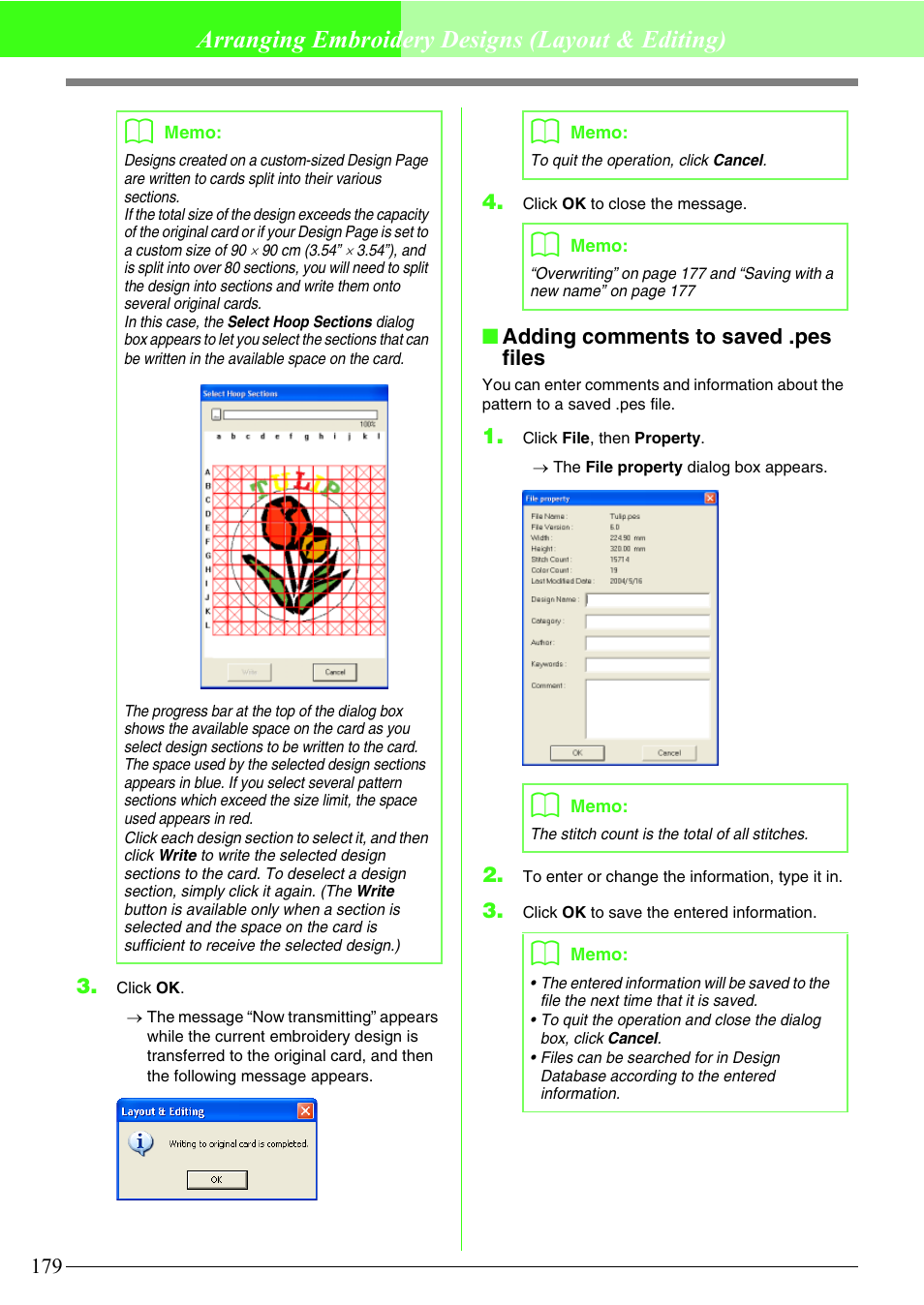 Arranging embroidery designs (layout & editing) | Brother PE-DESIGN V7 User Manual | Page 185 / 361