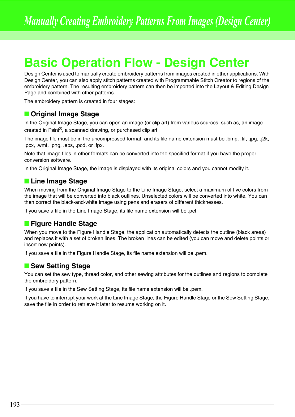 Basic operation flow - design center | Brother PE-DESIGN V7 User Manual | Page 199 / 361