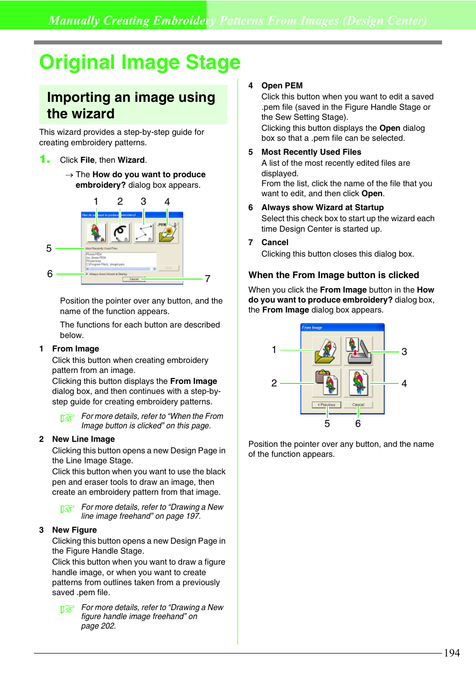 Original image stage, Importing an image using the wizard | Brother PE-DESIGN V7 User Manual | Page 200 / 361