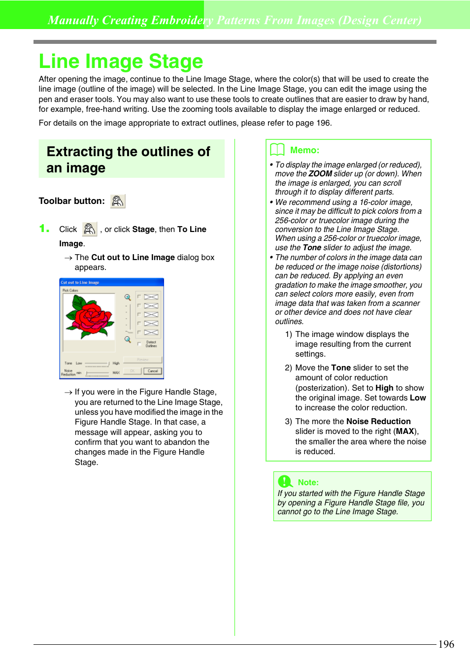 Line image stage, Extracting the outlines of an image | Brother PE-DESIGN V7 User Manual | Page 202 / 361