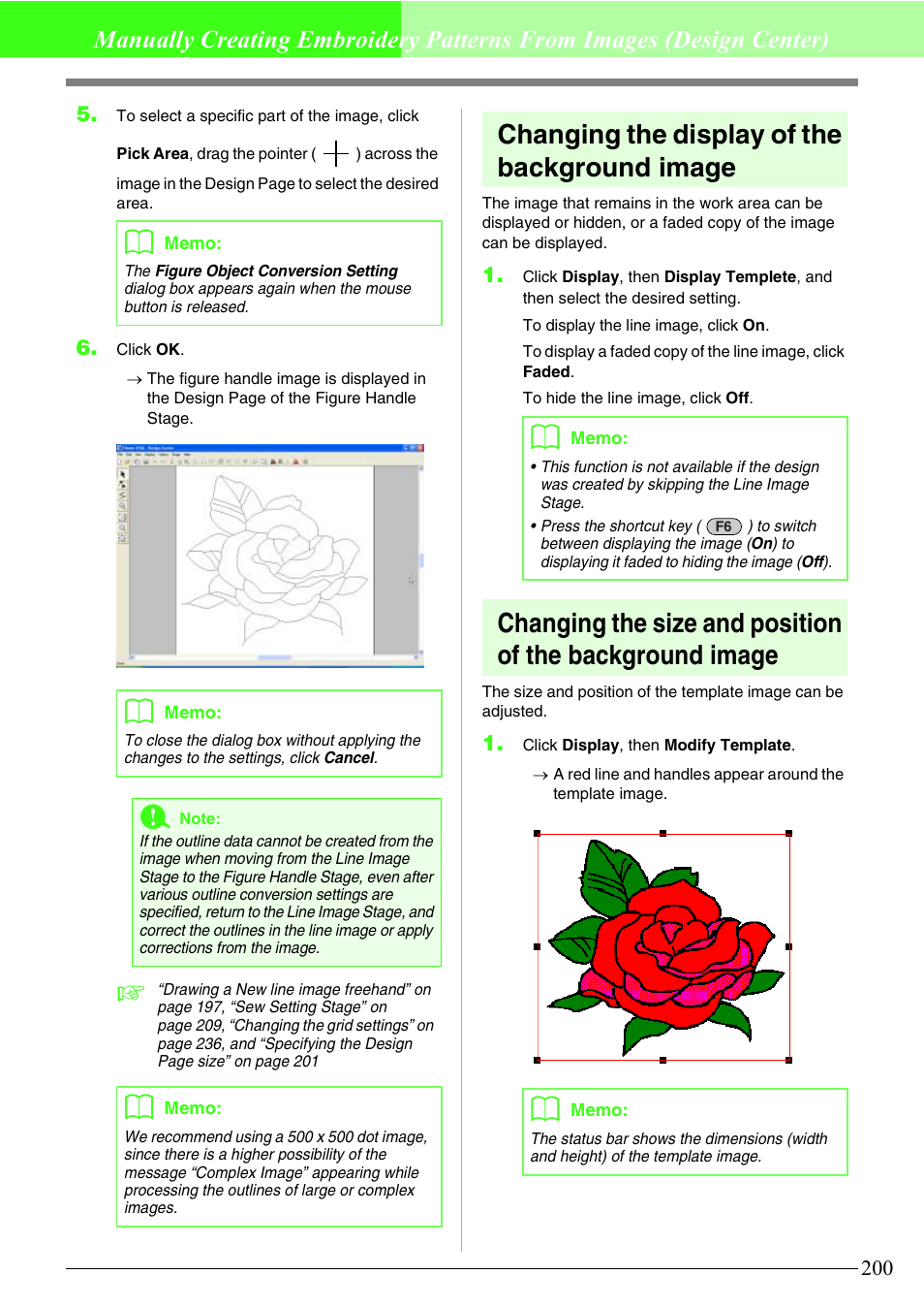 Changing the display of the background image | Brother PE-DESIGN V7 User Manual | Page 206 / 361