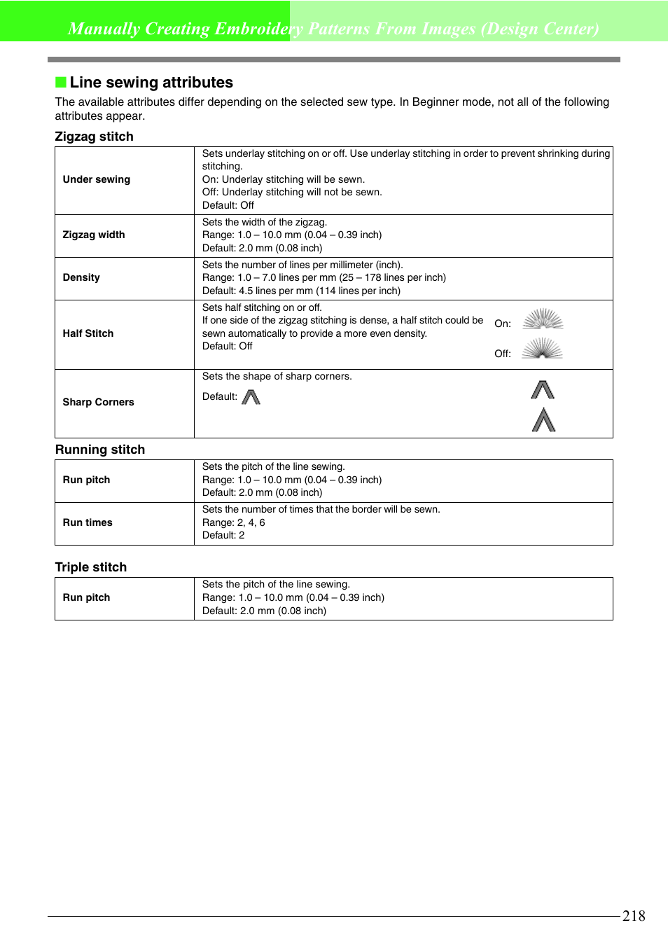 Line sewing attributes | Brother PE-DESIGN V7 User Manual | Page 224 / 361