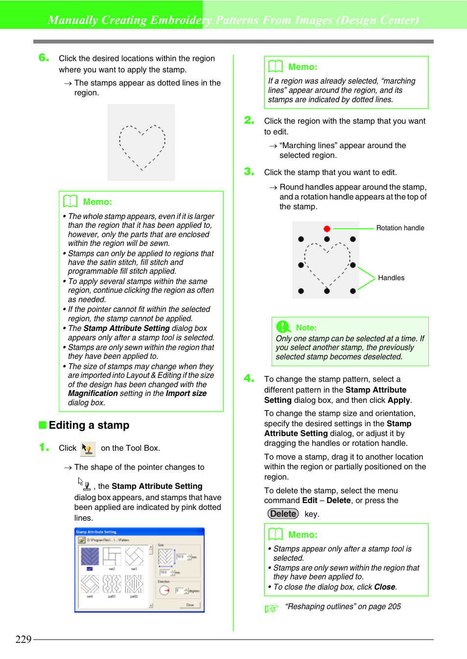 Editing a stamp 1 | Brother PE-DESIGN V7 User Manual | Page 235 / 361