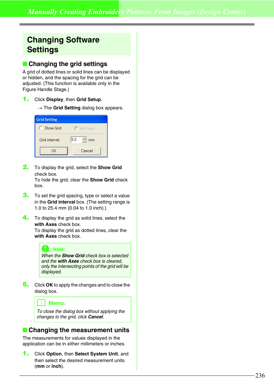 Changing software settings | Brother PE-DESIGN V7 User Manual | Page 242 / 361