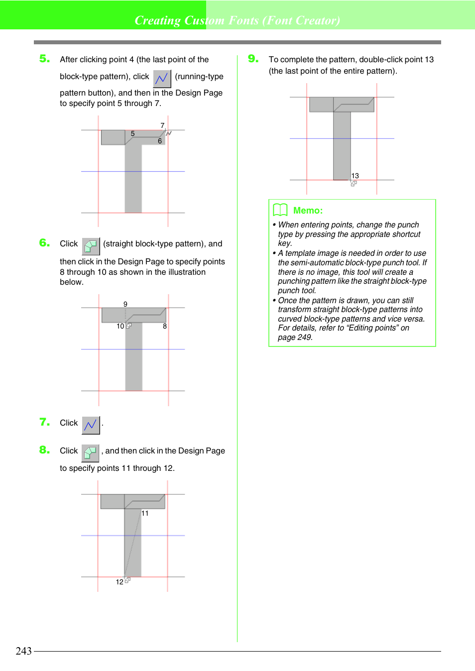 Creating custom fonts (font creator) | Brother PE-DESIGN V7 User Manual | Page 249 / 361