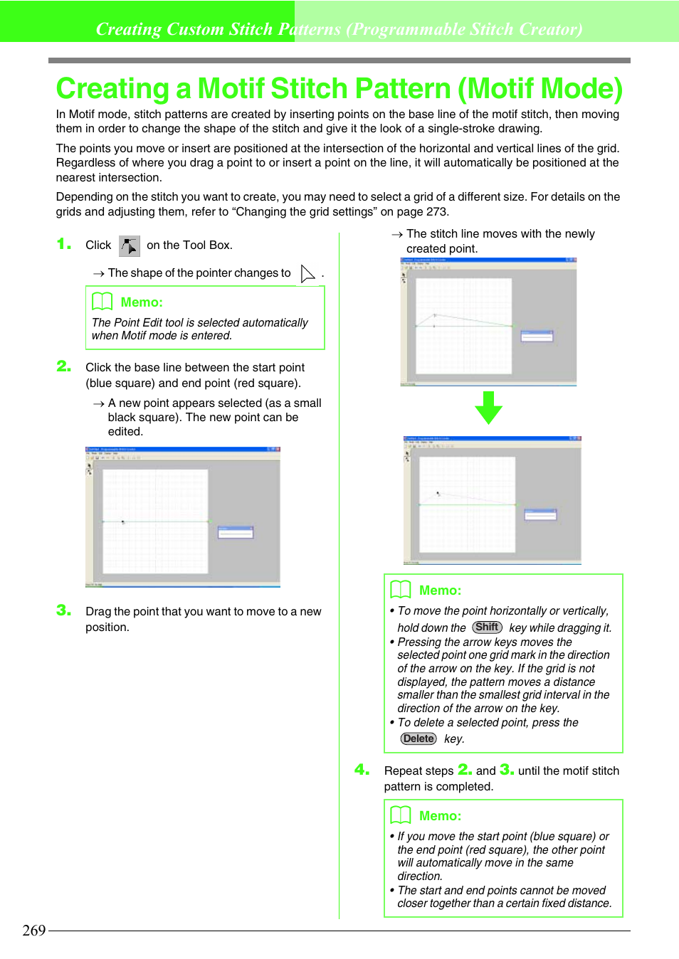 Creating a motif stitch pattern (motif mode) | Brother PE-DESIGN V7 User Manual | Page 275 / 361