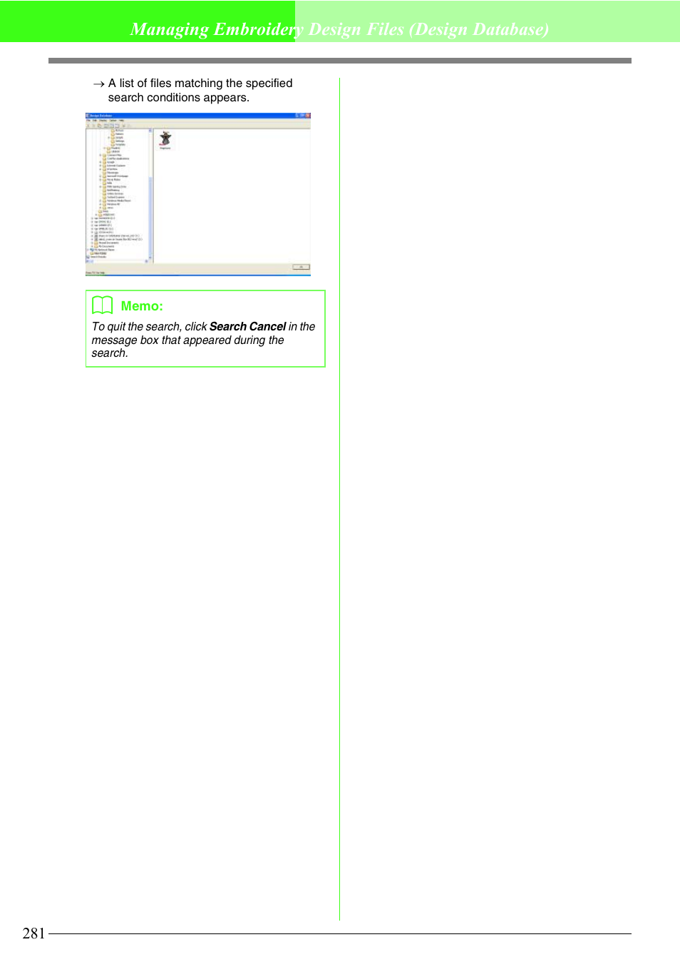 Managing embroidery design files (design database) | Brother PE-DESIGN V7 User Manual | Page 287 / 361